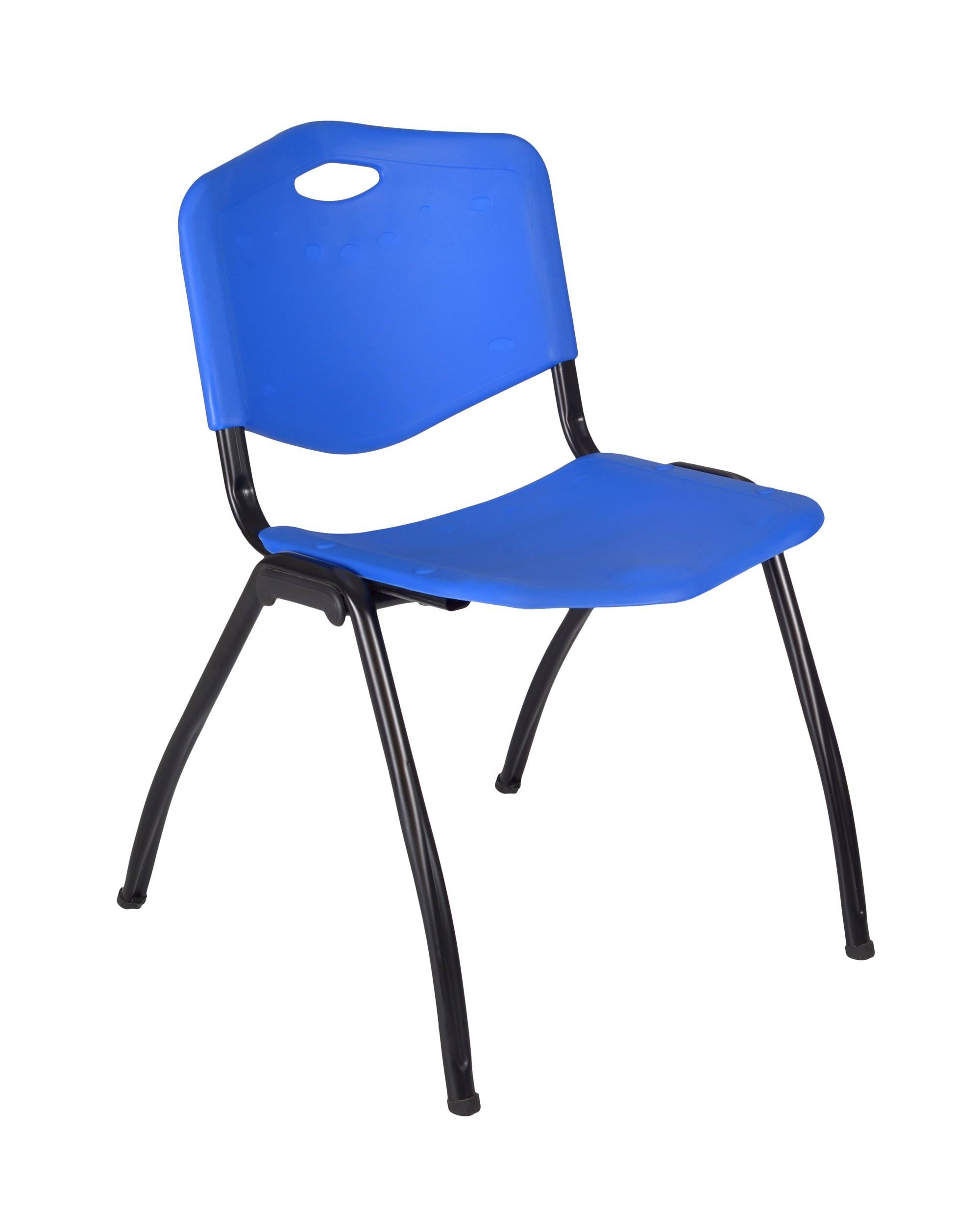 Grey Training Table and 3 Blue Stack Chairs I3807