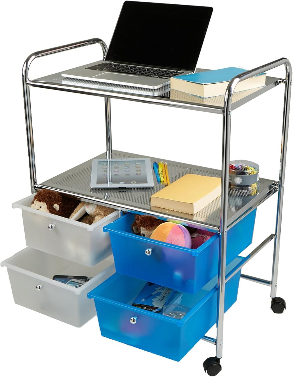 Silver 4 Drawer Rolling Utility Cart F39264