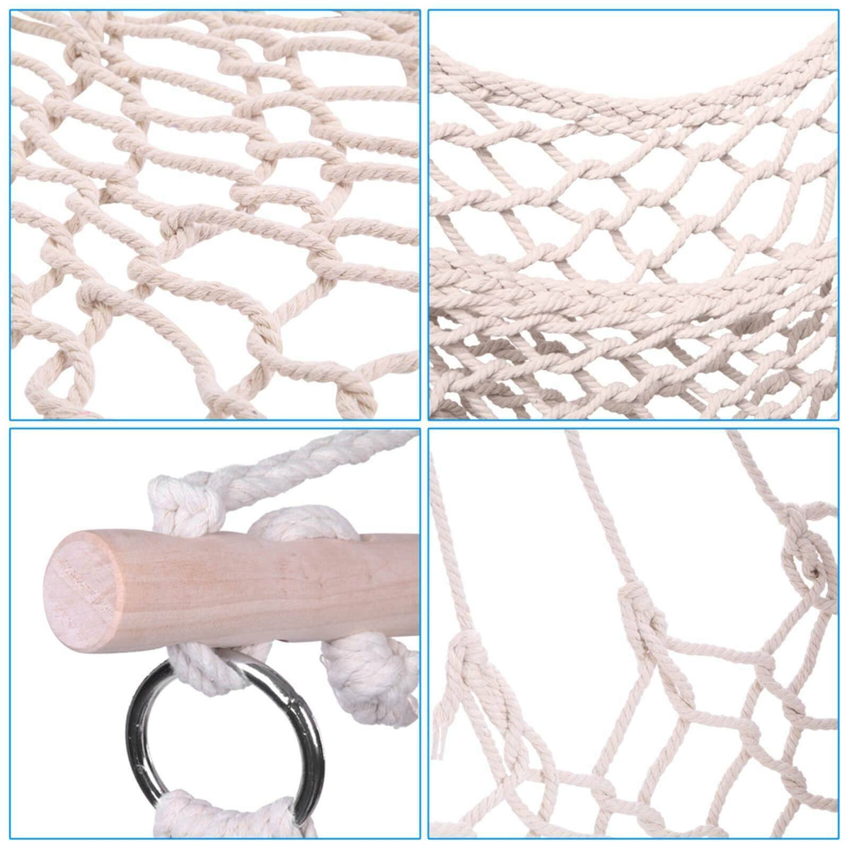 Cotton Rope Hammock Chair with Wood Stretcher D4684
