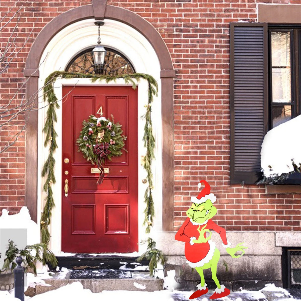 Grinchs Stealing Christmas Outdoor Fence Decoration Garden Yard Arts Cute Fence Sign Ornament D21272