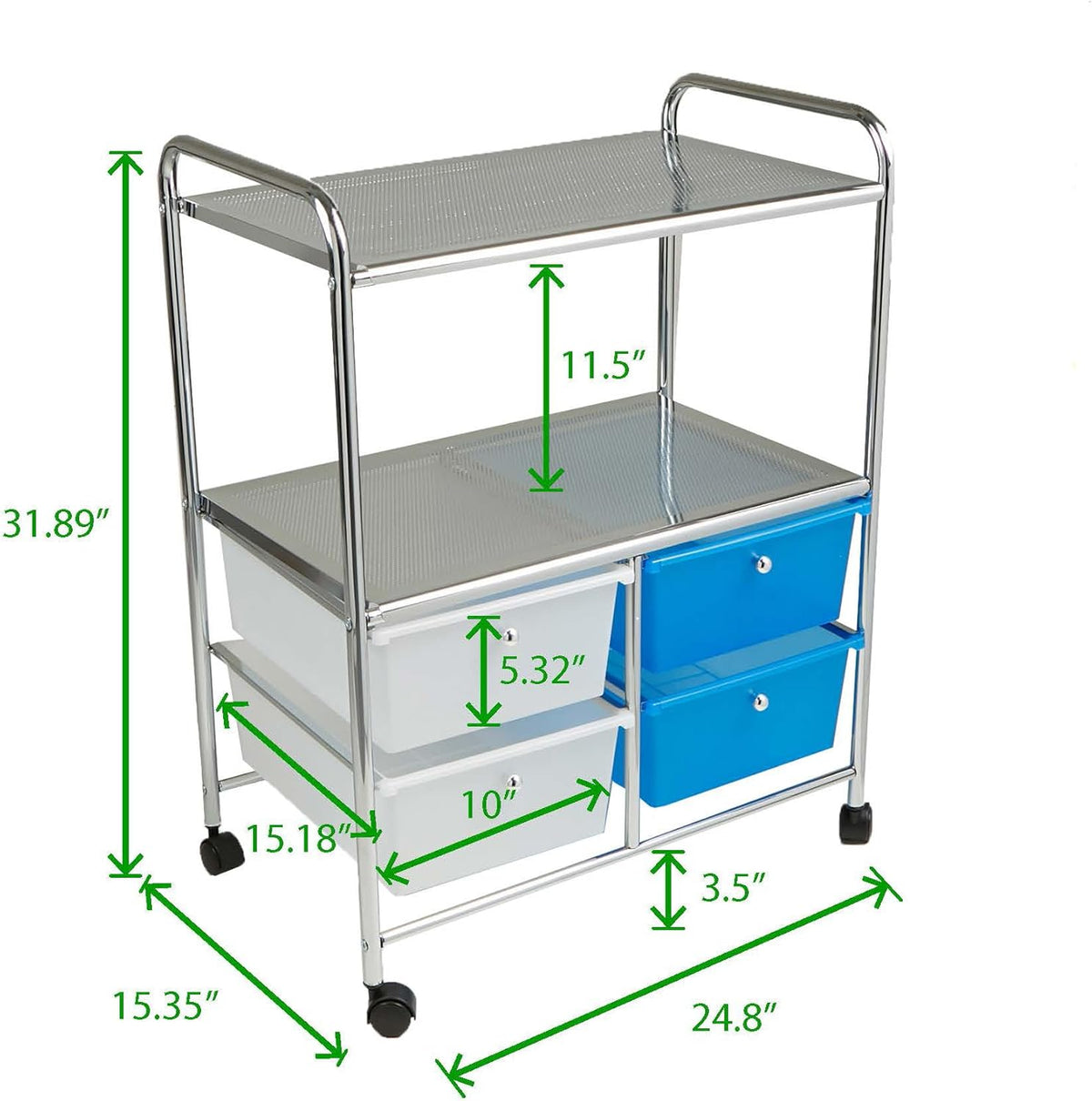 Silver 4 Drawer Rolling Utility Cart F39264