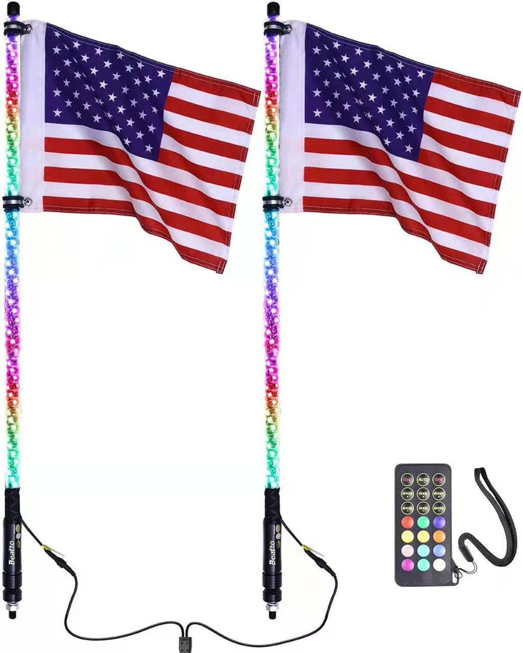 2PCS 3FT RGB LED Whips Light for Off-Road Vehicle ATV UTV Jeep Trucks I457288