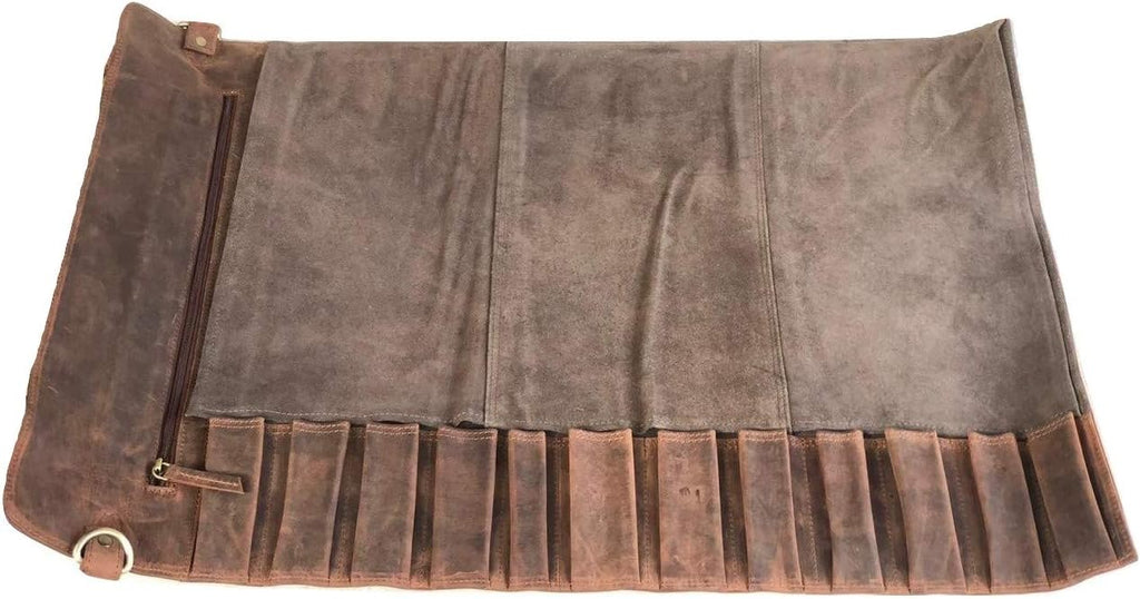 Black Buffalo Leather Knife Roll Set I989484