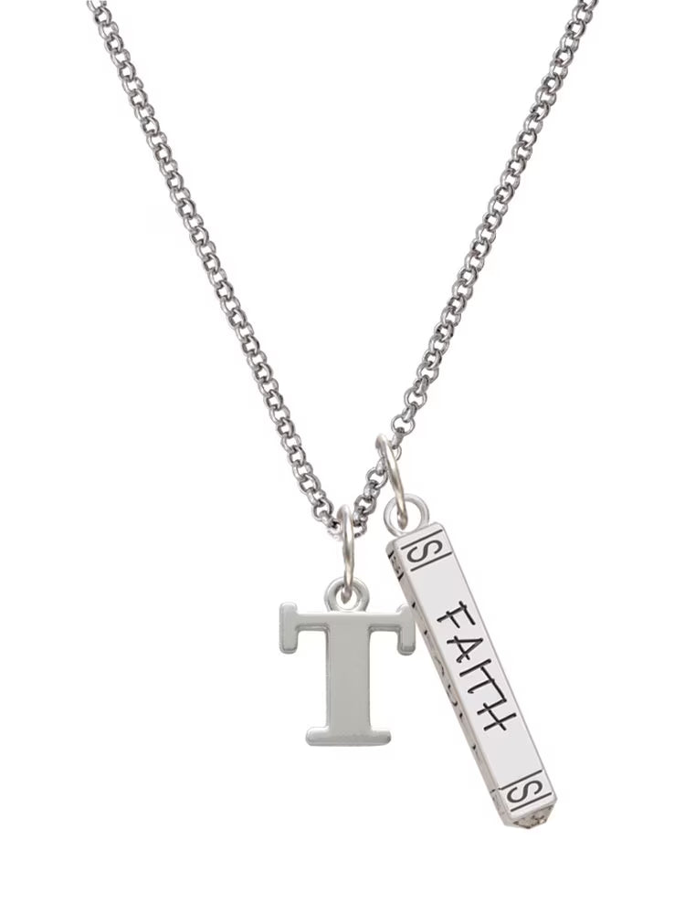 Silvertone Bar Charm Necklace, 23" T79647