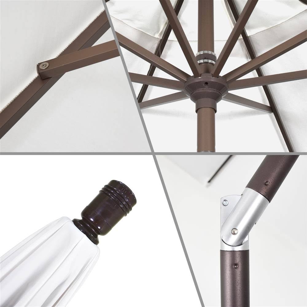 White 9 ft. Olefin Market Umbrella with Auto Tilt O17316