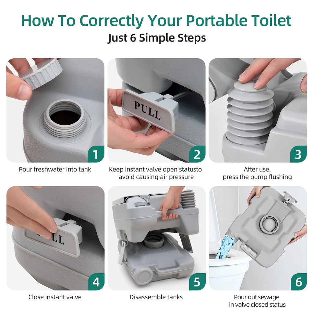 3.2 Gallon Portable Toilet with Press Flush Pump B836