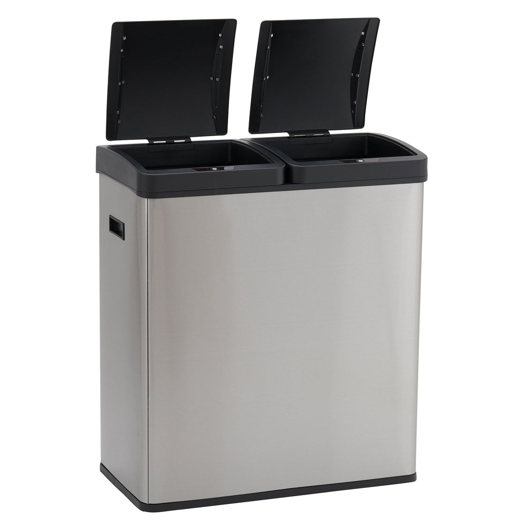 Stainless Steel Touchless Trash Can with Dual Compartments, 30 Liter / 8 Gallon Z2825