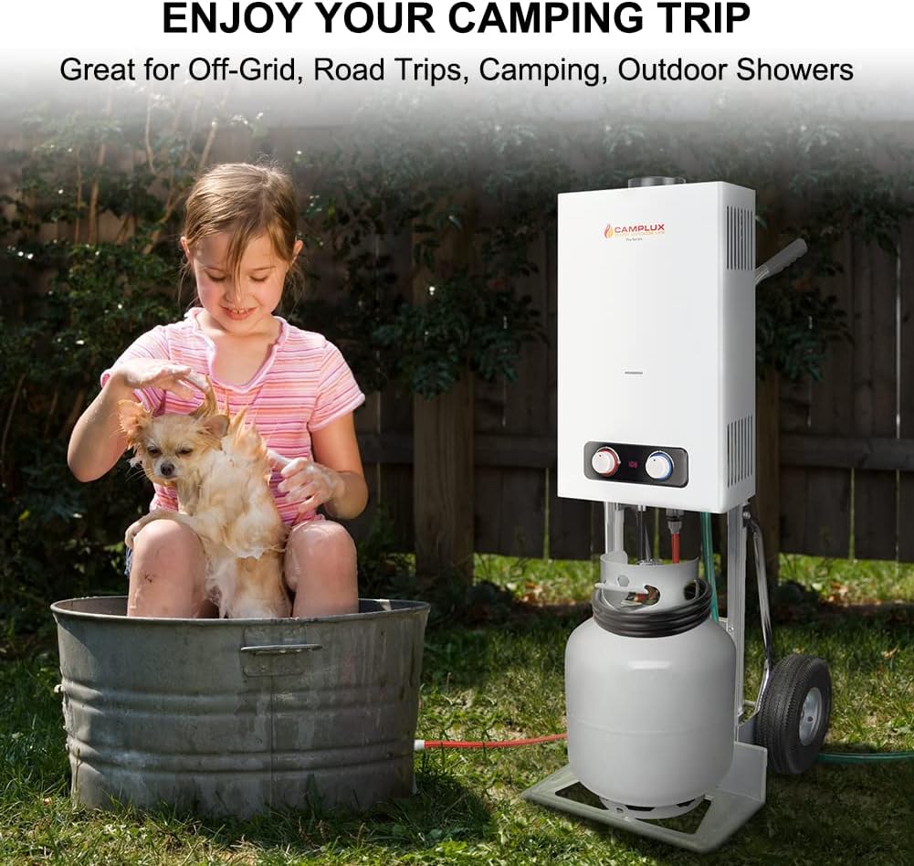 Tankless Propane Water Heater, Outdoor Portable Gas Water Heater, White X336