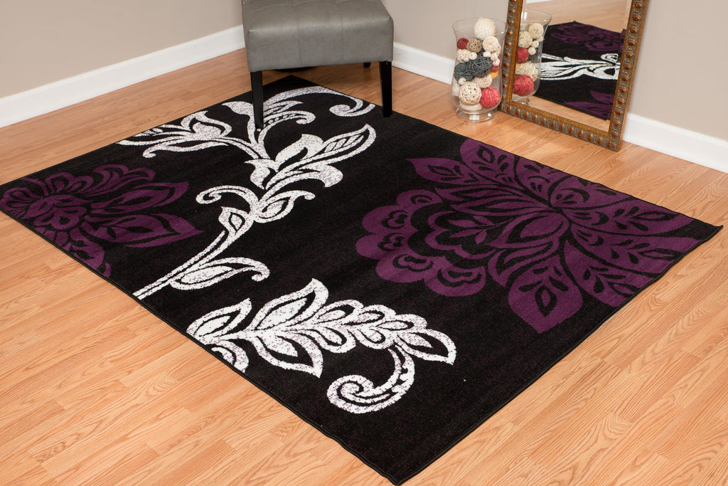Plum Floral Runner Rug D34660