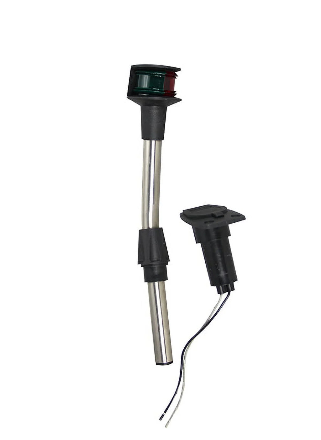 Red Green Angled Pole Bow Light with 2-Prong Pole Base H1557