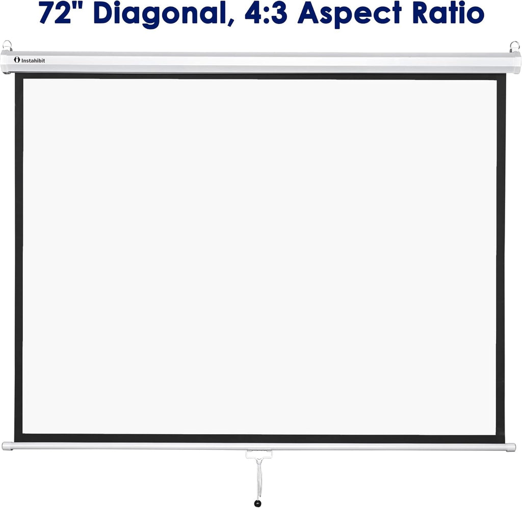 72" Diagonal 4:3 Manual Pull Down Projection Screen Matte White F863