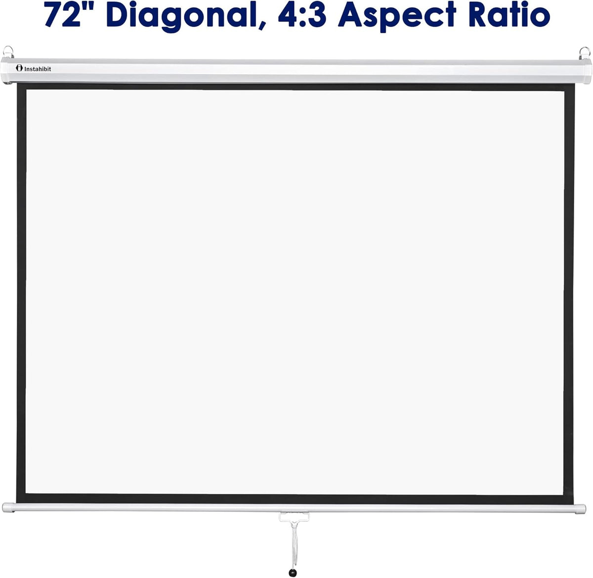 72" Diagonal 4:3 Manual Pull Down Projection Screen Matte White F863
