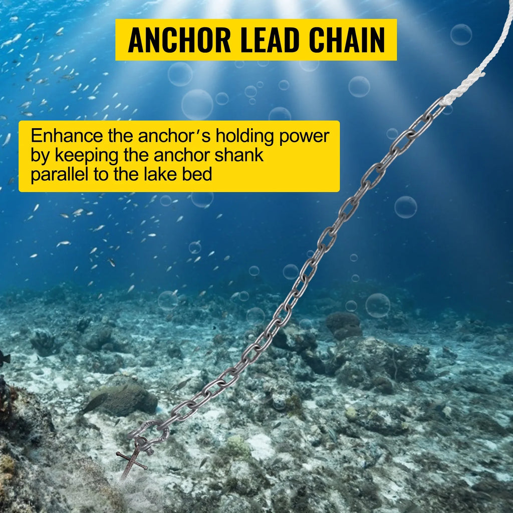 Boat Anchor Chain 15' x 5/16" Galvanized Chain with 1/2" x 200' Nylon Rope N139