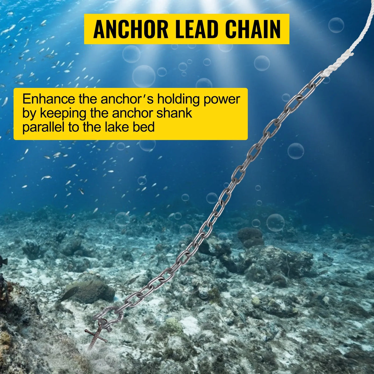 Boat Anchor Chain 15' x 5/16" Galvanized Chain with 1/2" x 200' Nylon Rope N139