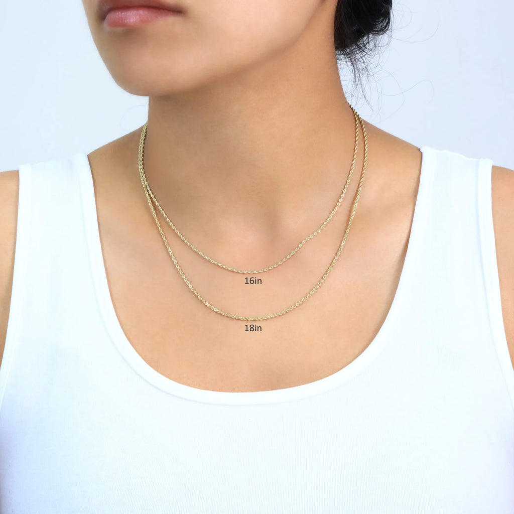 14k Yellow Gold 1.5mm Rope Chain Diamond Cut Necklace 16" - 24" F679