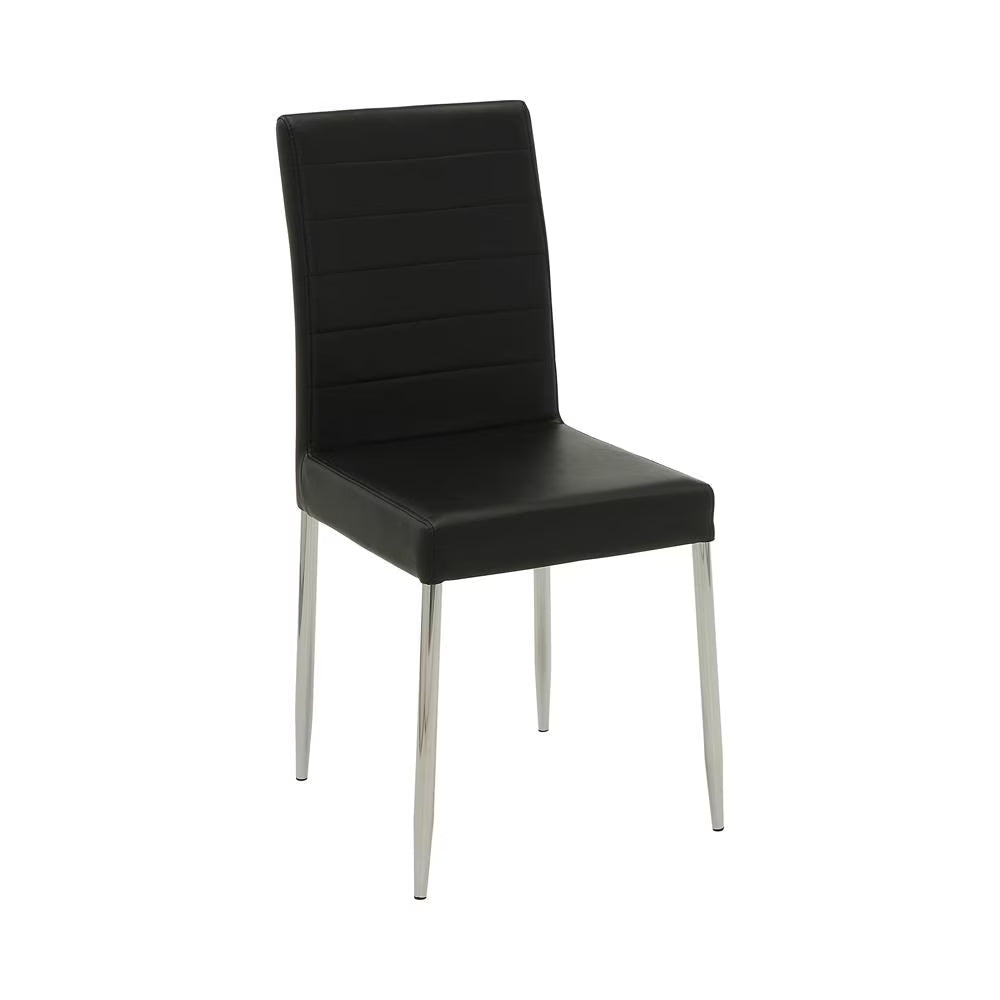 Black and Chrome Vinyl Seat Cushion Dining Chairs (Set of 4) W887