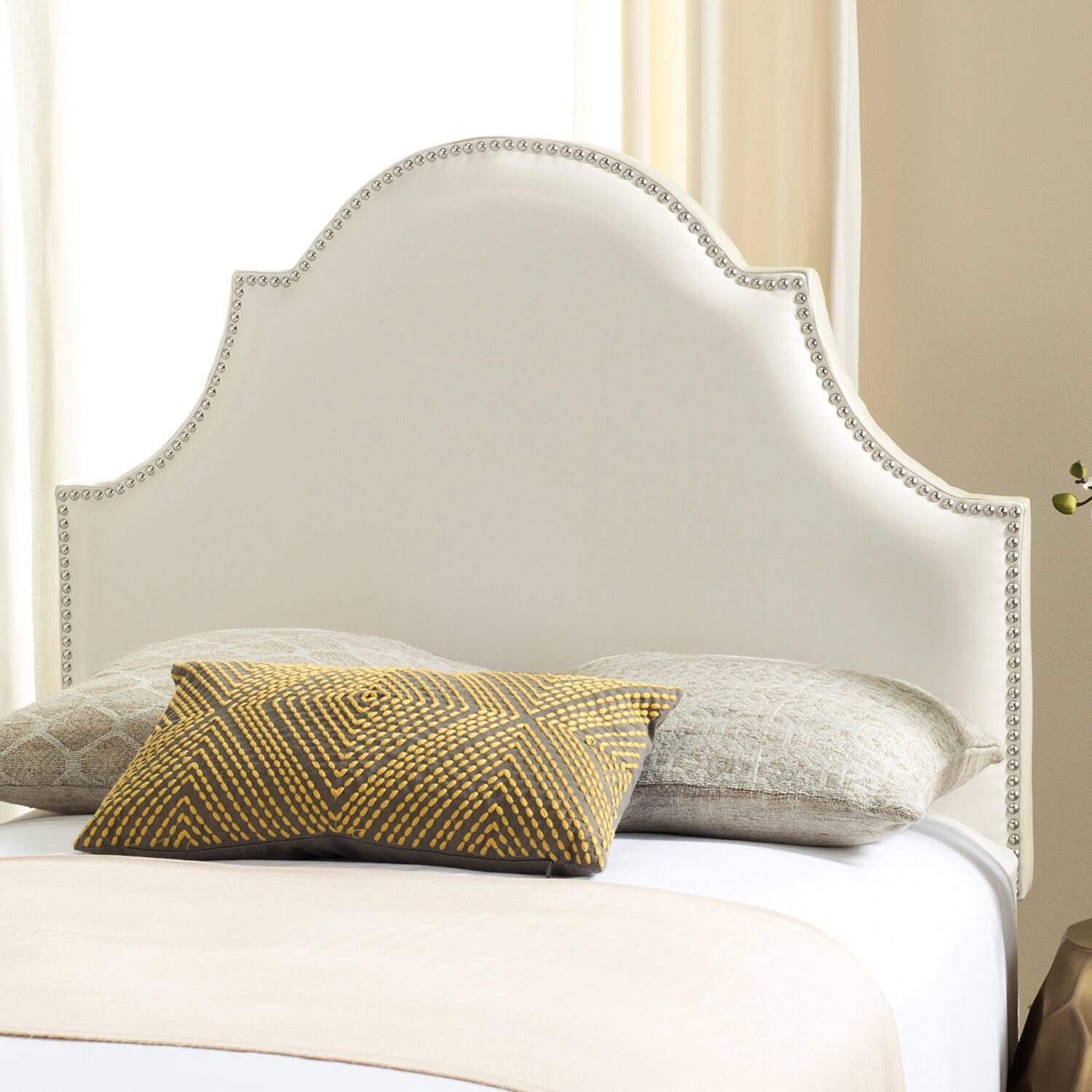 White Leather Full Headboard A1165