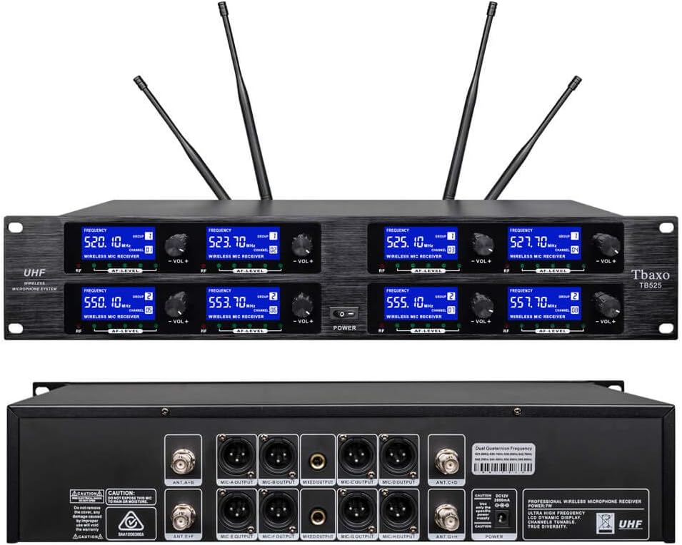 8 Channel UHF Wireless Microphone System Metal Karaoke Mic V916