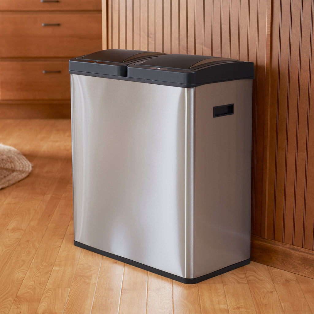 Stainless Steel Touchless Trash Can with Dual Compartments, 30 Liter / 8 Gallon Z2825
