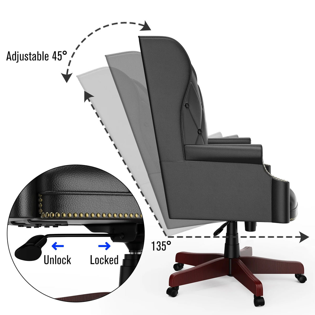 Black Ergonomic PU Leather High Back Office Chair U69816