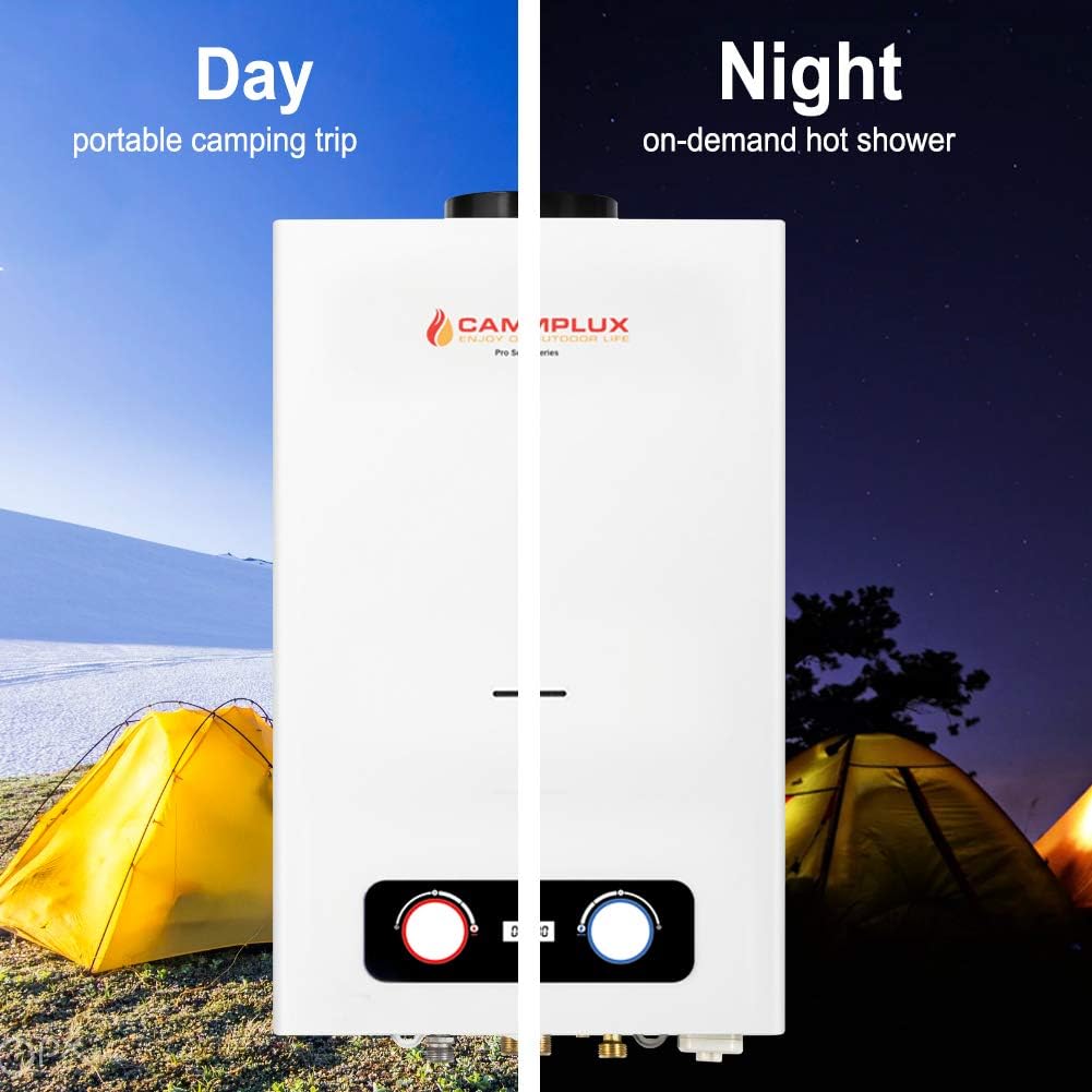 Tankless Propane Water Heater, Outdoor Portable Gas Water Heater, White X336