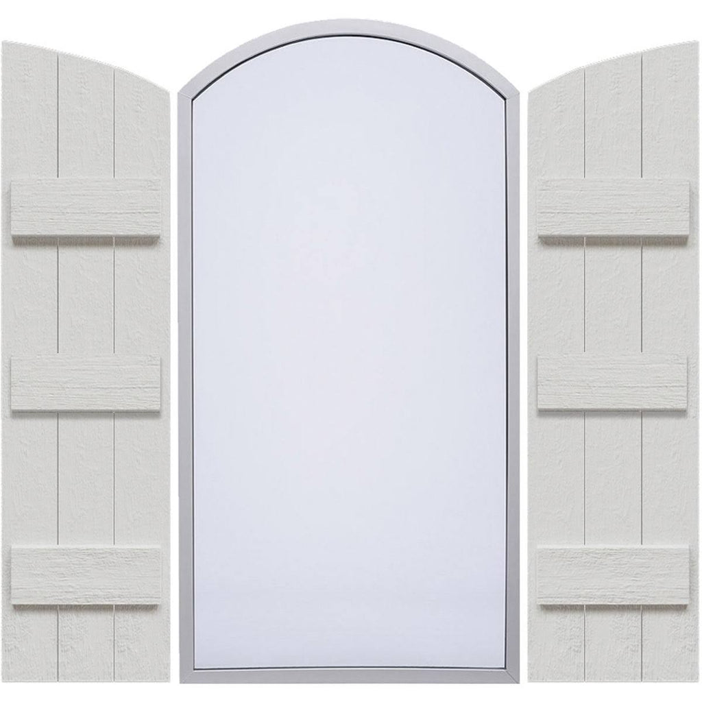 Rustic Faux Wood Shutters with Elliptical Arch Top N9879