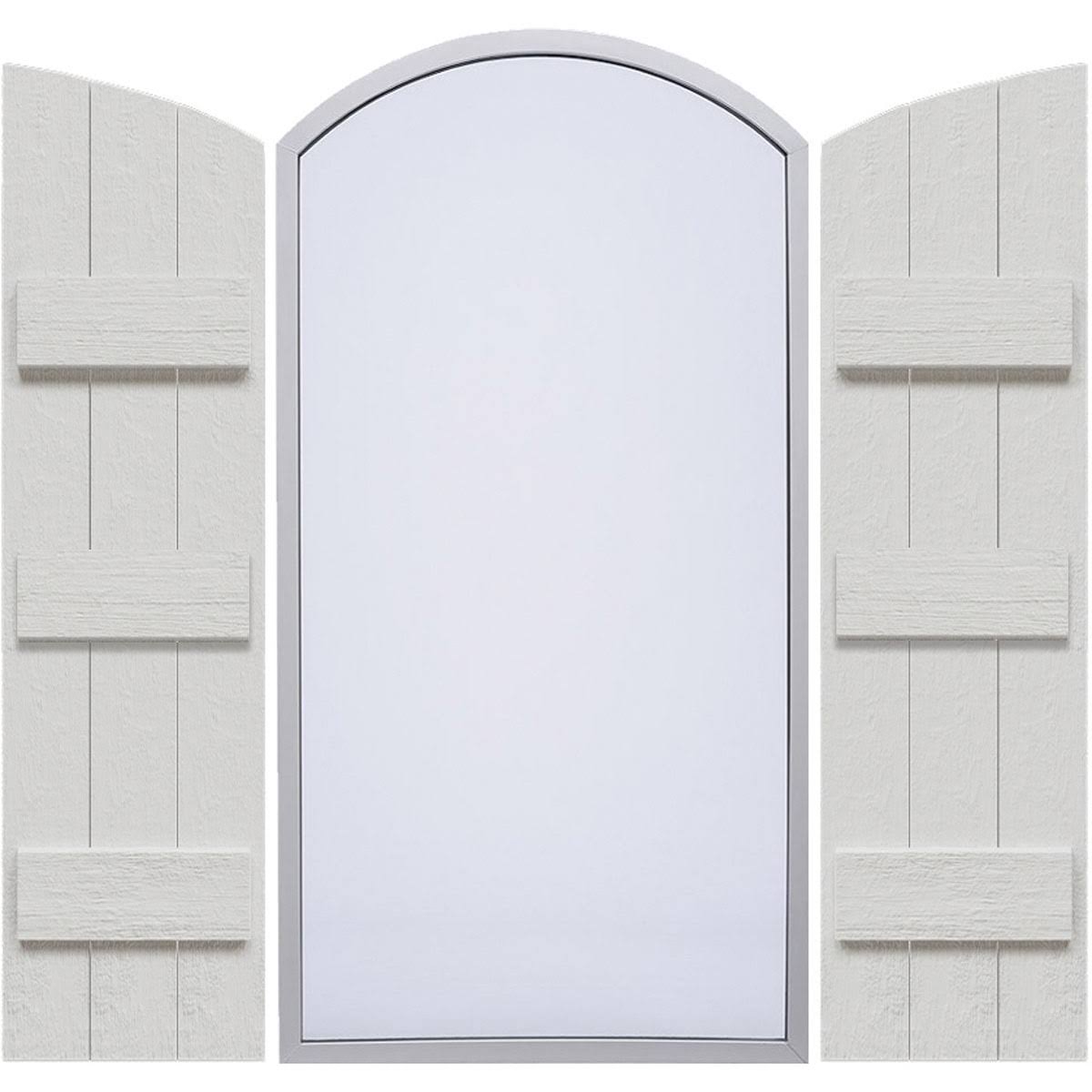 Rustic Faux Wood Shutters with Elliptical Arch Top N9879