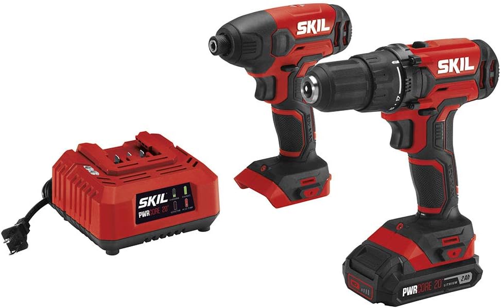 20V Cordless Drill Driver and Impact Driver Kit with 2.0Ah Battery and Charger J219