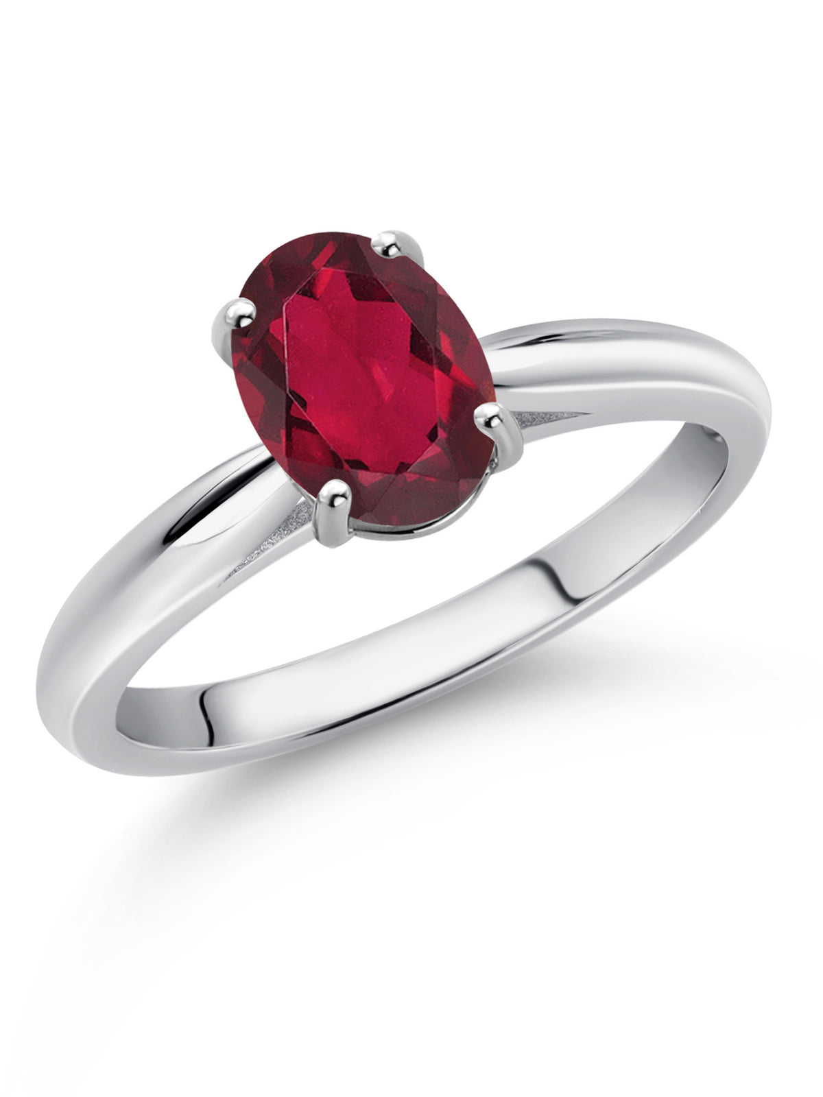 10K White Gold Ruby Red Mystic Topaz Solitaire Engagement Ring E5162