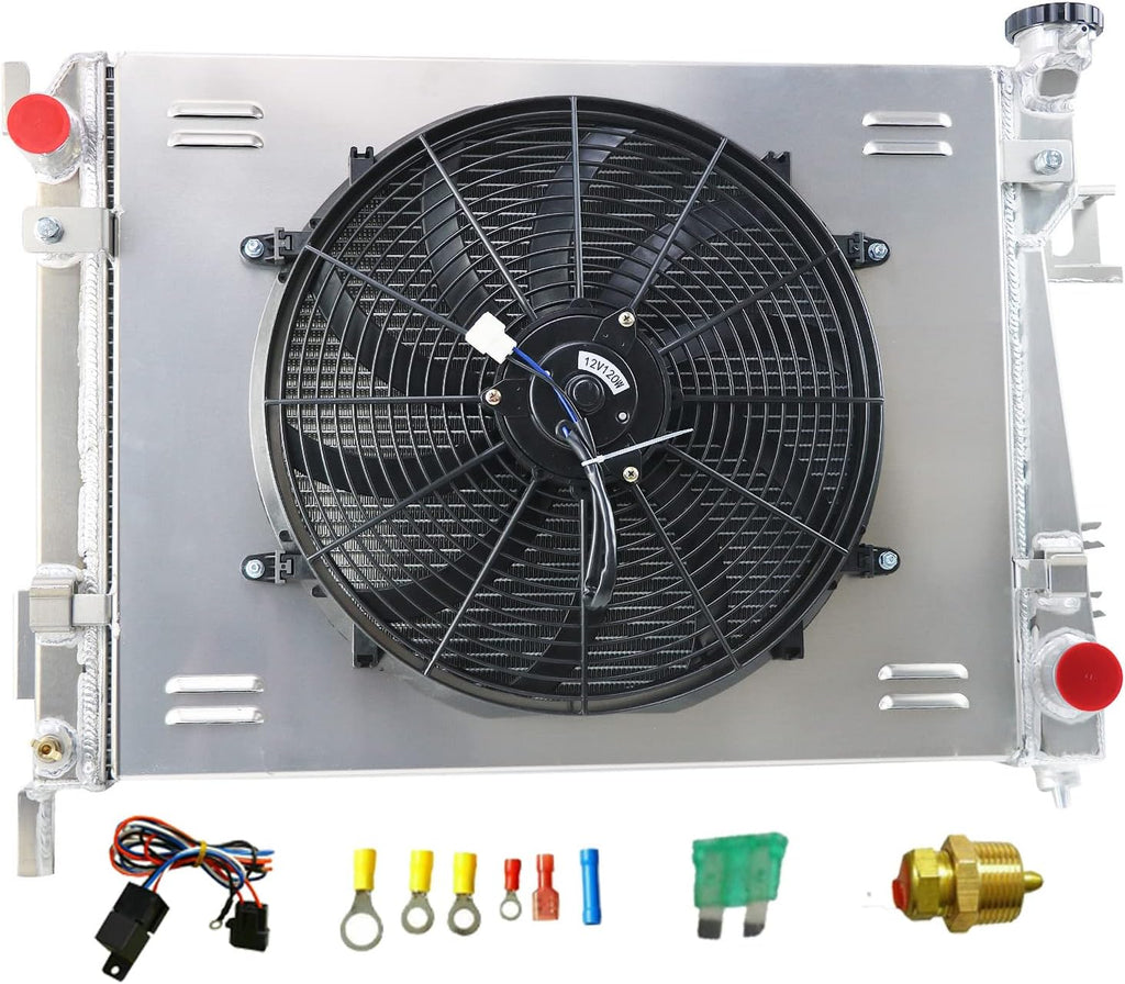 3 Row Aluminum Radiator Shroud Fan Relay J2729