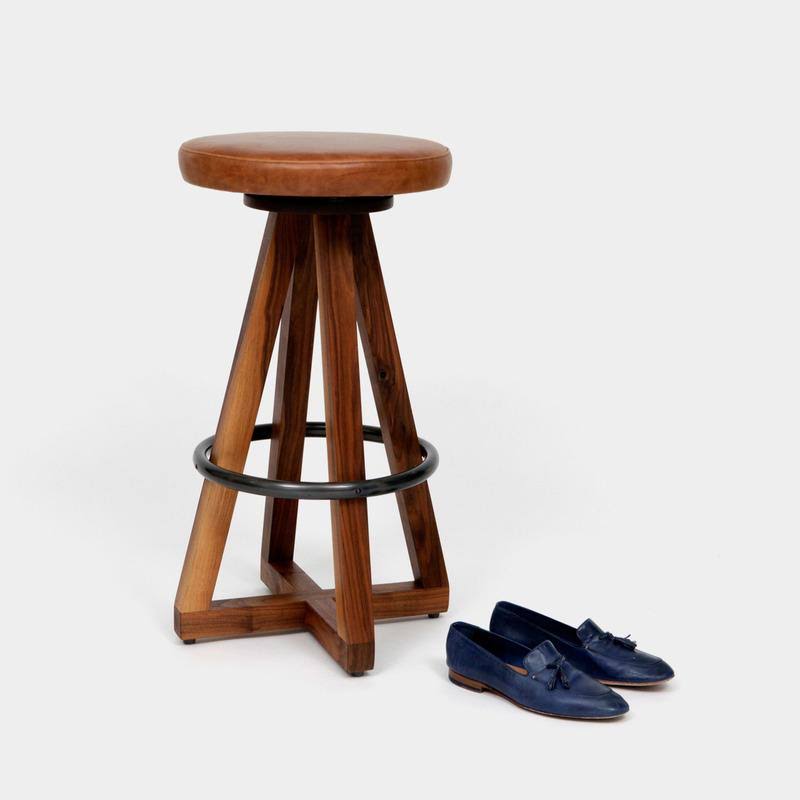 Black Oak Night Blackened Steel Stool U58236