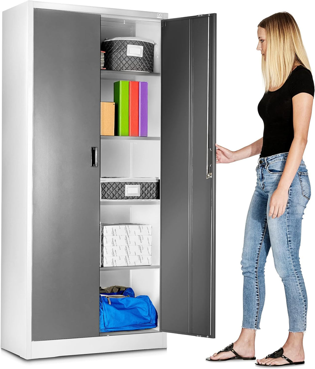 Metal Garage Storage Cabinet with Adjustable Shelves & Locking Doors L663288
