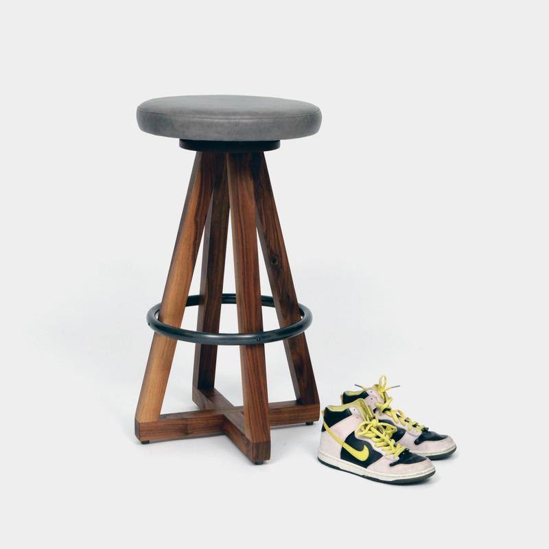 Black Oak Night Blackened Steel Stool U58236