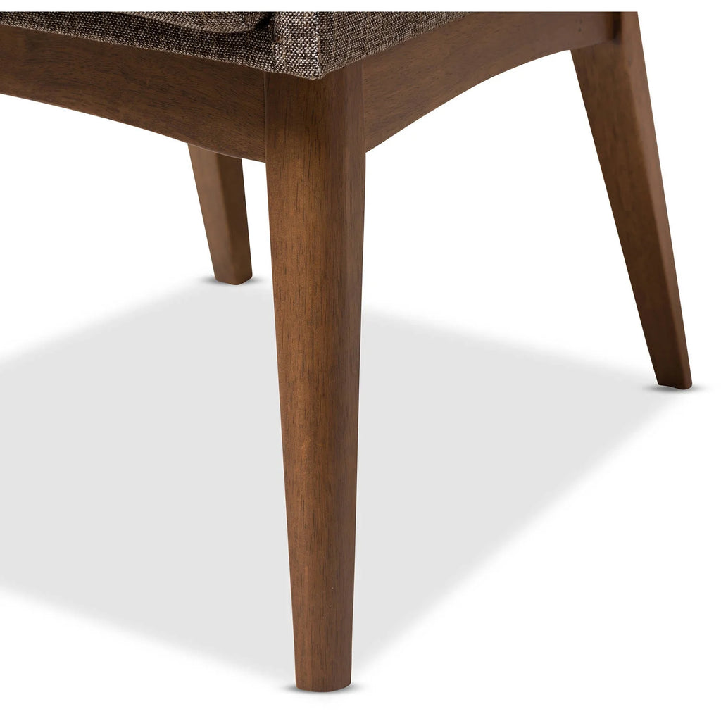 Set of 2 Walnut Wood Fabric Upholstered Arm Chairs K3490