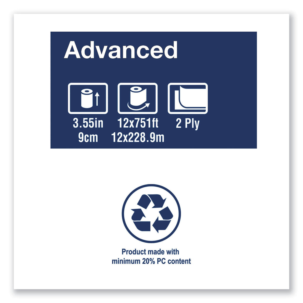 Tork Advanced Jumbo Bath Tissue, 2-Ply, White, 12 Rolls/Carton S24694