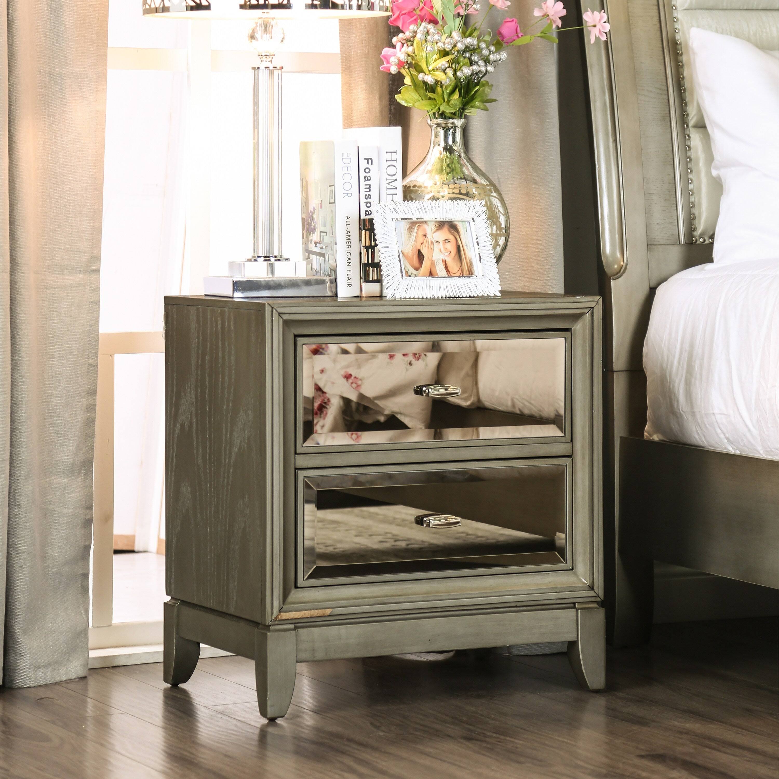 Silver-Tinted Nightstand D18761