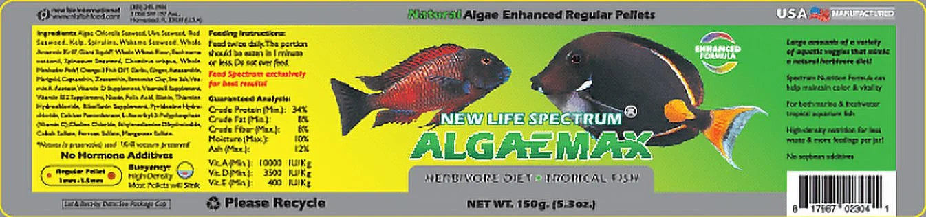 AlgaeMax Tropical Fish Food Pellets, 150 g H439