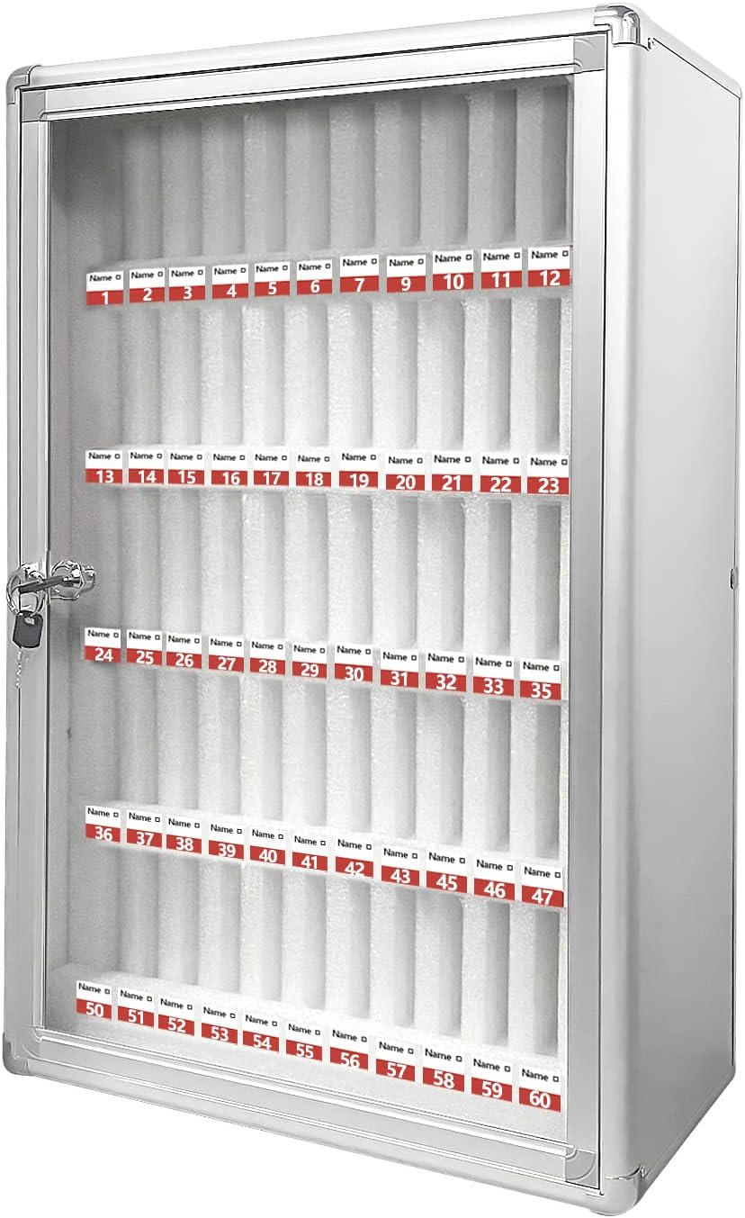 60 Slots Aluminum Alloy Cell Phones Storage Cabinet with Lock E596765