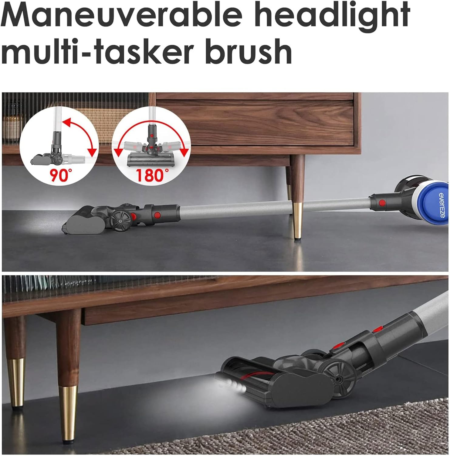 Cordless Vacuum Cleaner with Two Batteries, 25KPa Suction, Motorized Mattress Brush Z2259