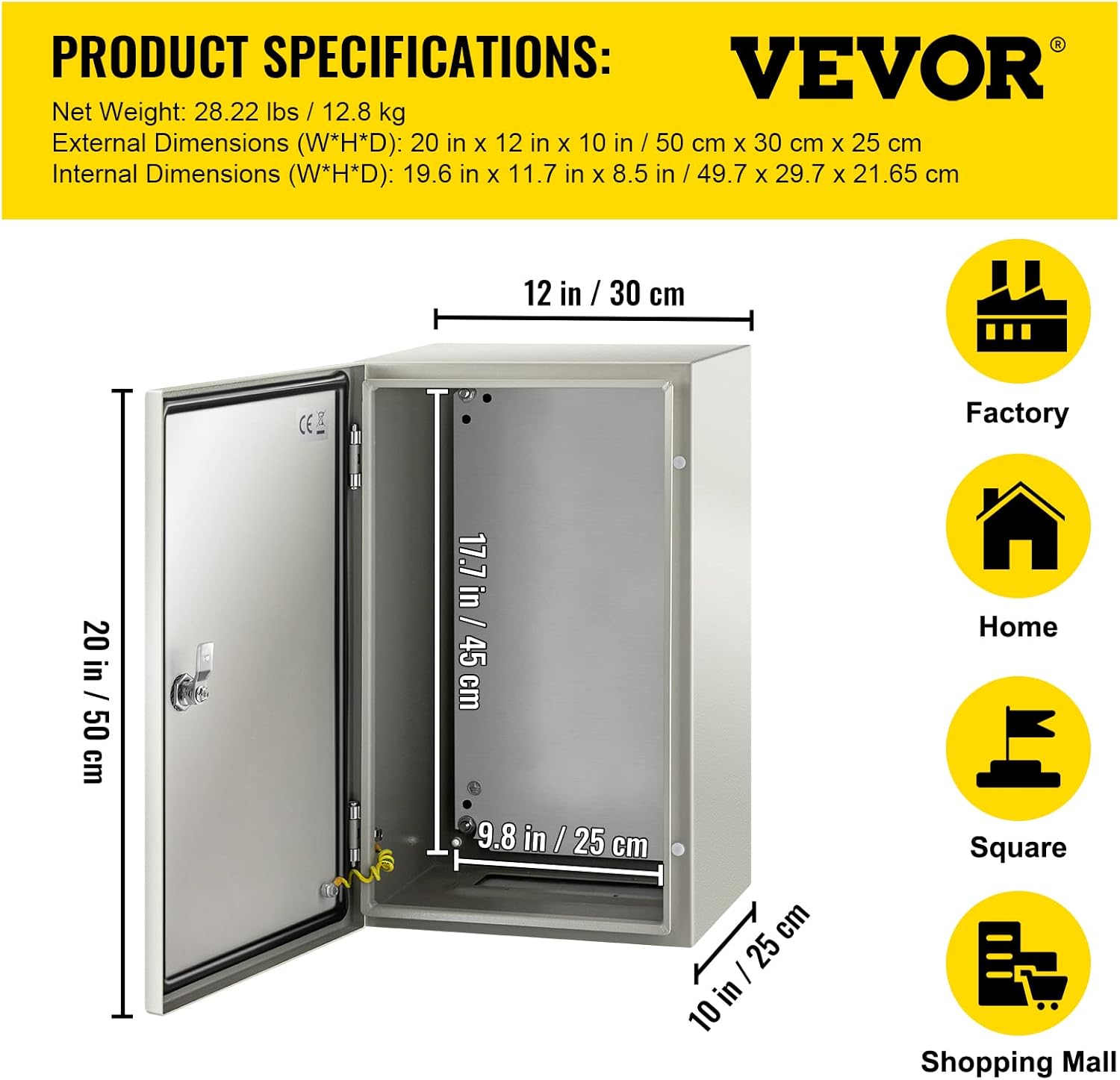 20 x 12 x 10'' NEMA 4X Steel Electrical Box with Mounting Plate E3111