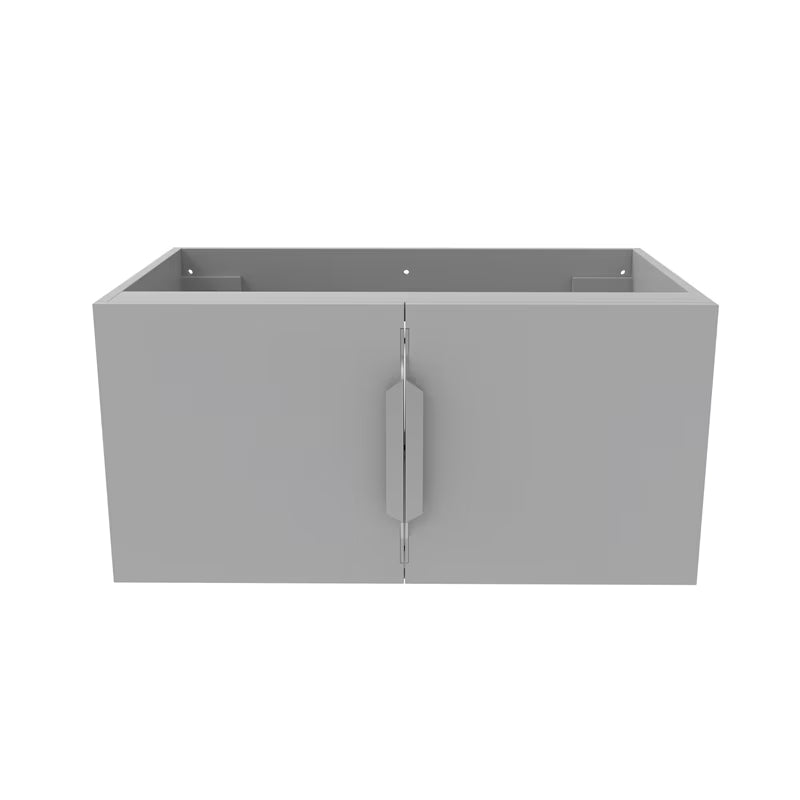 Gray Wood Floating Vanity Base with Drawers F485