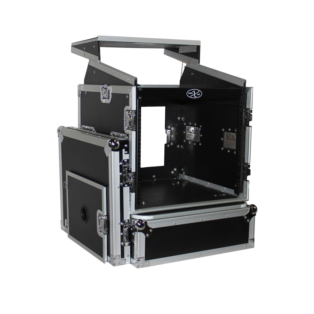 10U Rack Top Mixer DJ Combo Flight Case with Laptop Shelf and Casters Q385425