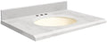 Natural Marble 31 inch x 22 inch Bathroom Vanity Top with Beveled Edge, 8 inch Centerset and Biscuit Bowl, White I660692
