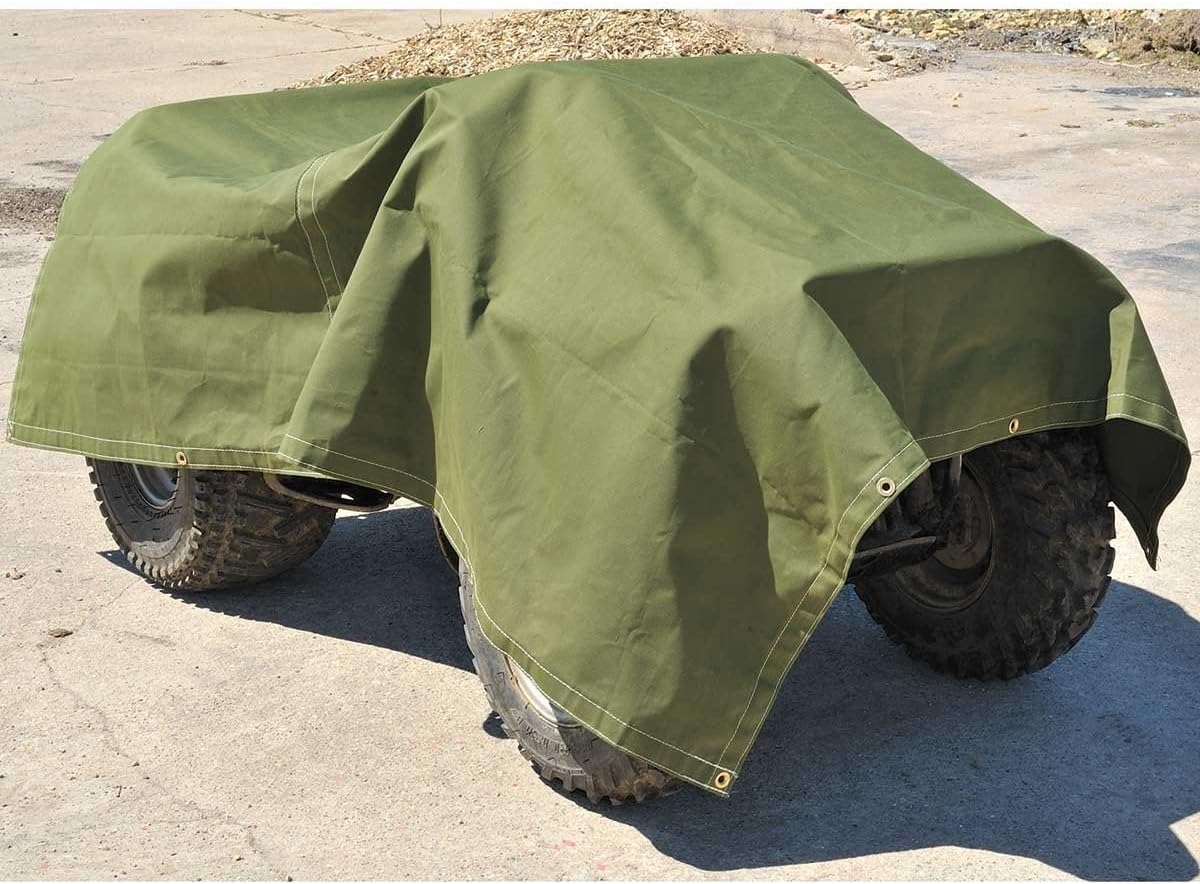 Canvas Tarp 6'x8' with Rustproof Grommets, 10oz Heavy Duty Tarpaulin Cover, Finished Size 6 x 8 Feet Pack of 2 U29079
