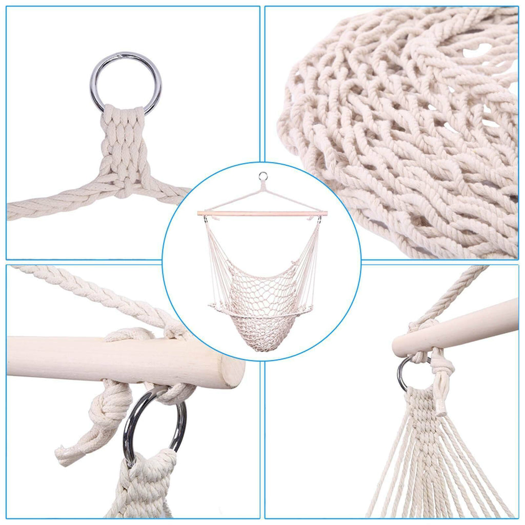 Cotton Rope Hammock Chair with Wood Stretcher D4684