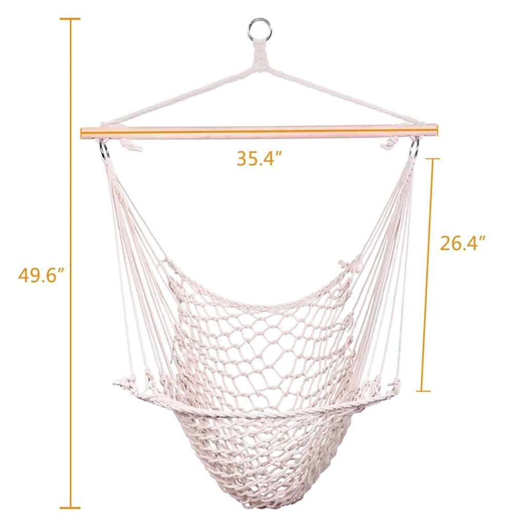 Cotton Rope Hammock Chair with Wood Stretcher D4684