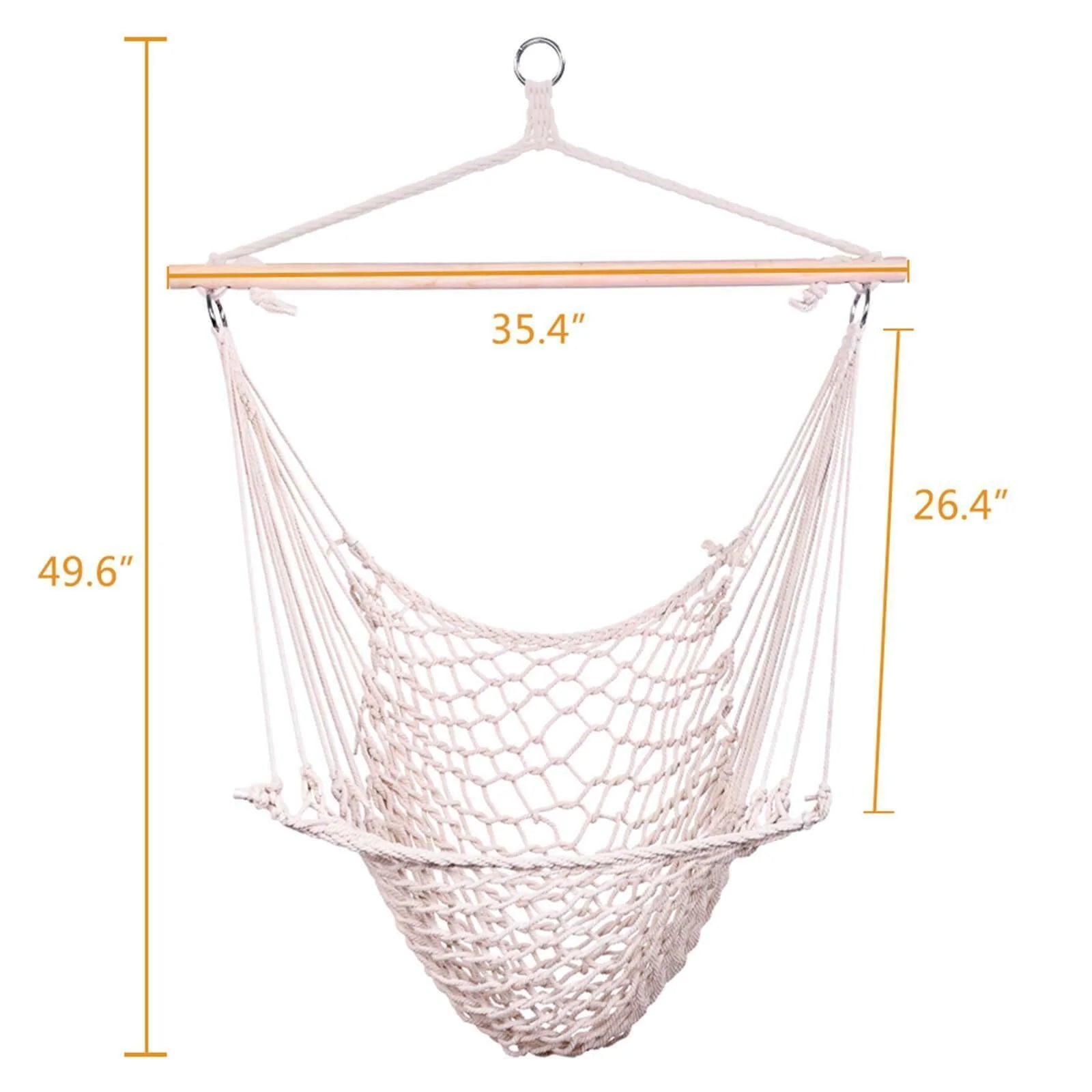 Cotton Rope Hammock Chair with Wood Stretcher D4684