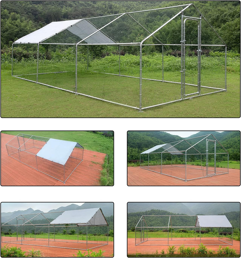 Large Metal Chicken Coop Run Outdoor Poultry Cage W950059