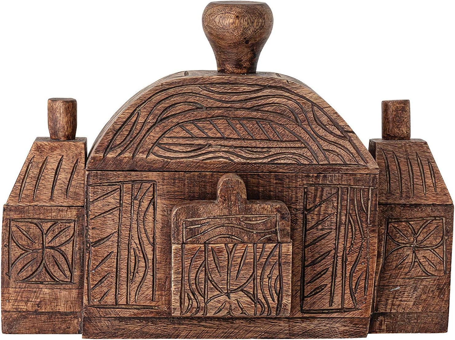 Carved Mango Wood Boxes, Natural, Pack of 2 K849450