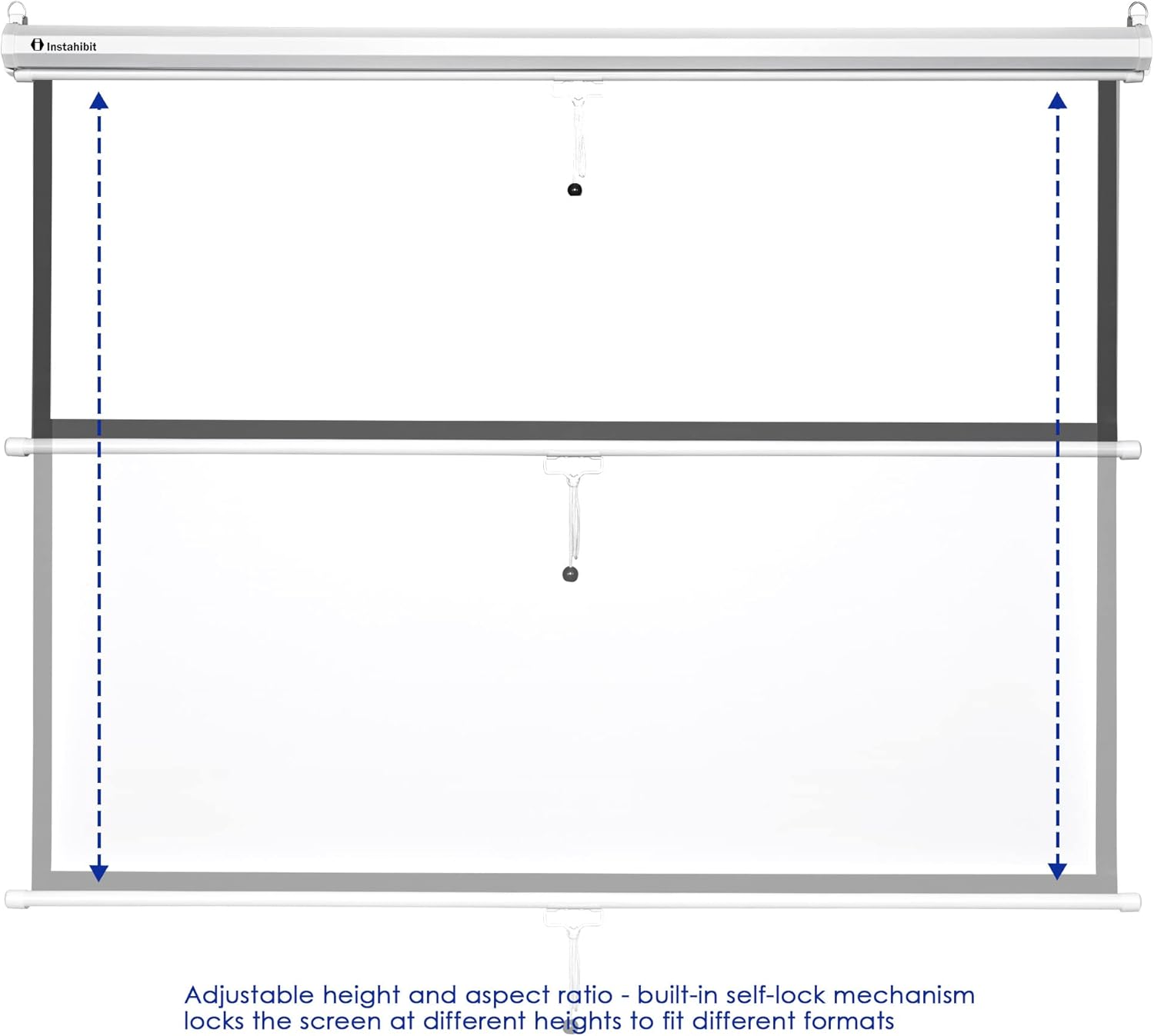 72" Diagonal 4:3 Manual Pull Down Projection Screen Matte White F863